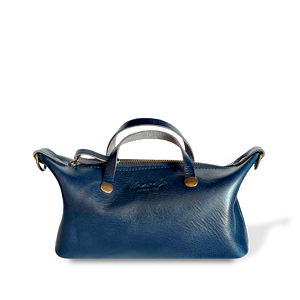 MINIBOLSO BANDOLERA - CUERO AZUL CURTICIÓN VEGETAL