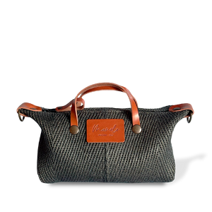 MINIBOLSO BANDOLERA - YUTE GRIS Y CUERO ORIGINAL
